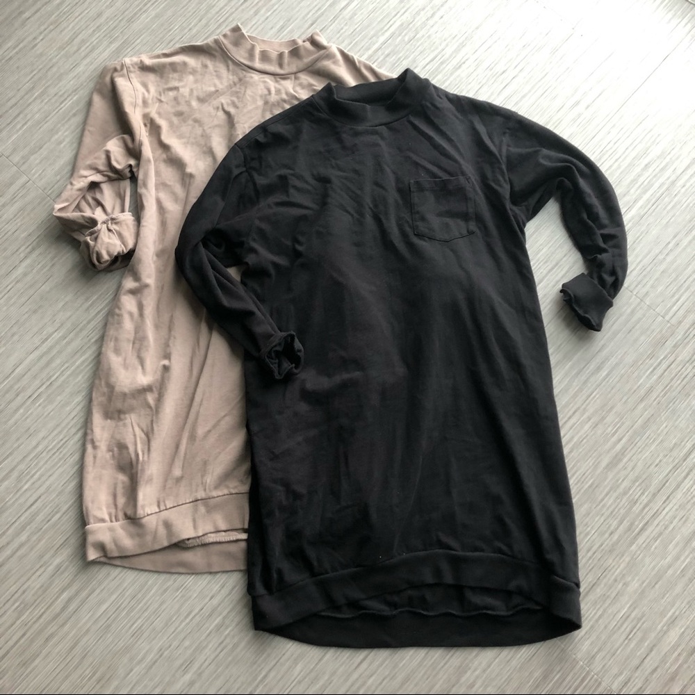 GAP SWEATSHIRT DRESS BUNDLE: mauve/tan and black